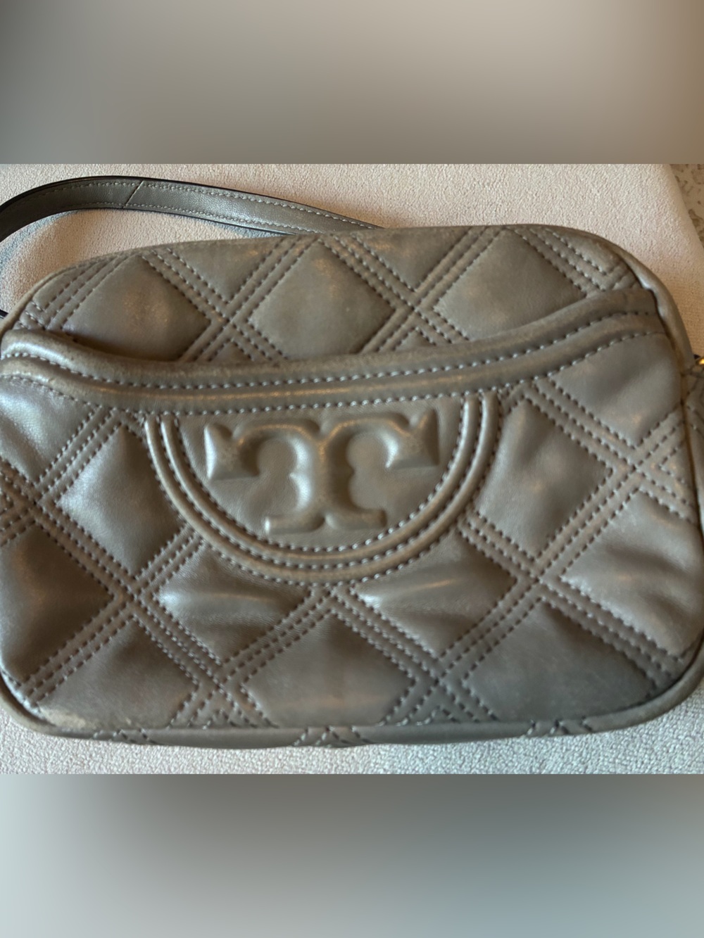 TORY BURCH Quilted Crossbody Bag in Taupe